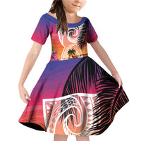 Guam Chamorro Family Matching Off Shoulder Short Dress and Hawaiian Shirt Artsy Latte Stone LT7 Daughter's Dress Art - Polynesian Pride