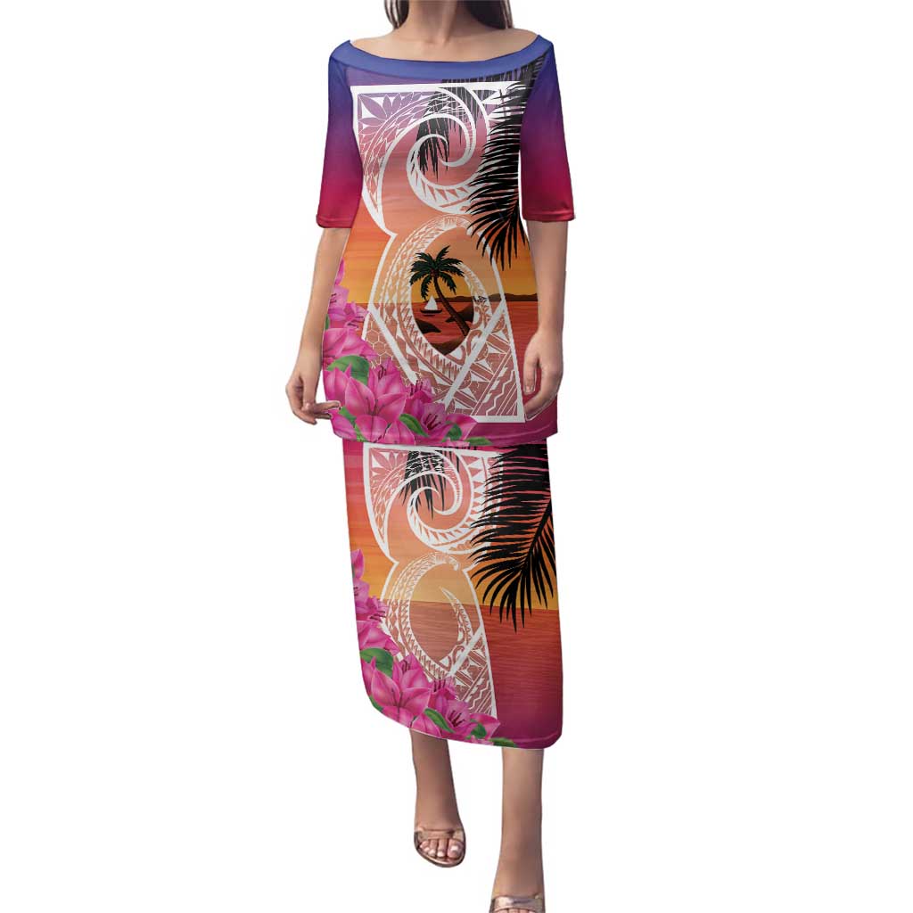 Guam Chamorro Family Matching Puletasi and Hawaiian Shirt Artsy Latte Stone LT7 Mom's Dress Art - Polynesian Pride
