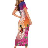 Guam Chamorro Family Matching Short Sleeve Bodycon Dress and Hawaiian Shirt Artsy Latte Stone LT7 - Polynesian Pride