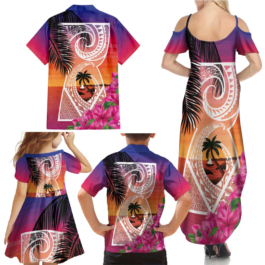 Guam Chamorro Family Matching Summer Maxi Dress and Hawaiian Shirt Artsy Latte Stone LT7 - Polynesian Pride