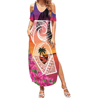 Guam Chamorro Family Matching Summer Maxi Dress and Hawaiian Shirt Artsy Latte Stone LT7 Mom's Dress Art - Polynesian Pride