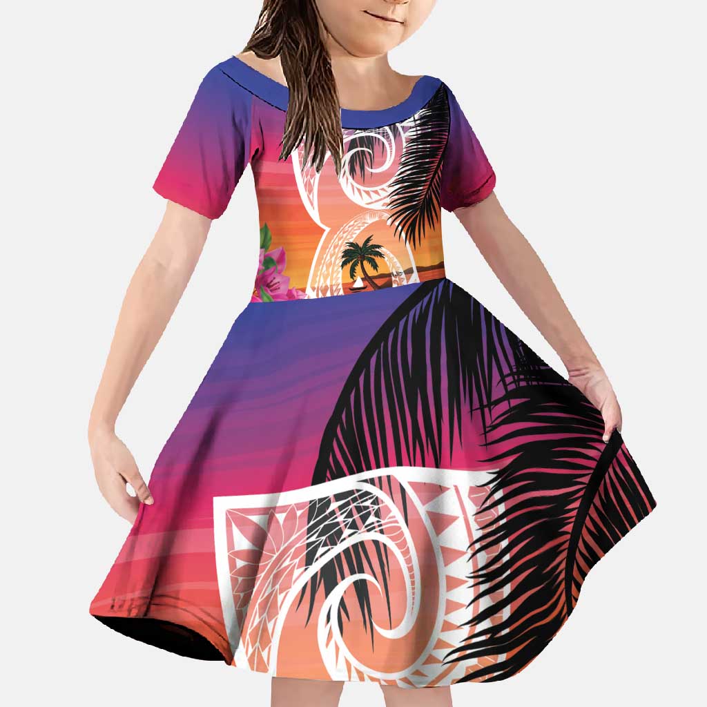 Guam Chamorro Family Matching Tank Maxi Dress and Hawaiian Shirt Artsy Latte Stone LT7 Daughter's Dress Art - Polynesian Pride