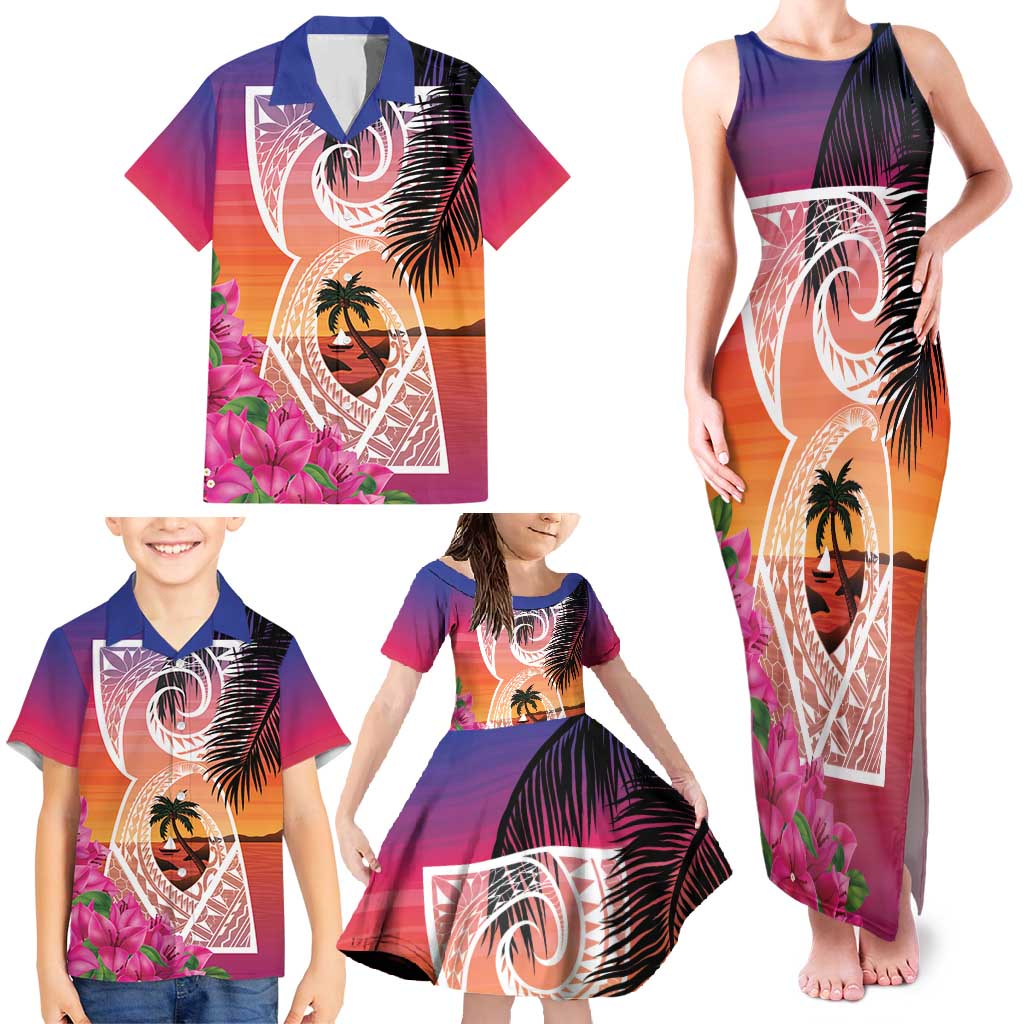 Guam Chamorro Family Matching Tank Maxi Dress and Hawaiian Shirt Artsy Latte Stone LT7 - Polynesian Pride