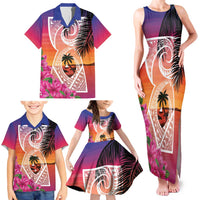 Guam Chamorro Family Matching Tank Maxi Dress and Hawaiian Shirt Artsy Latte Stone LT7 - Polynesian Pride