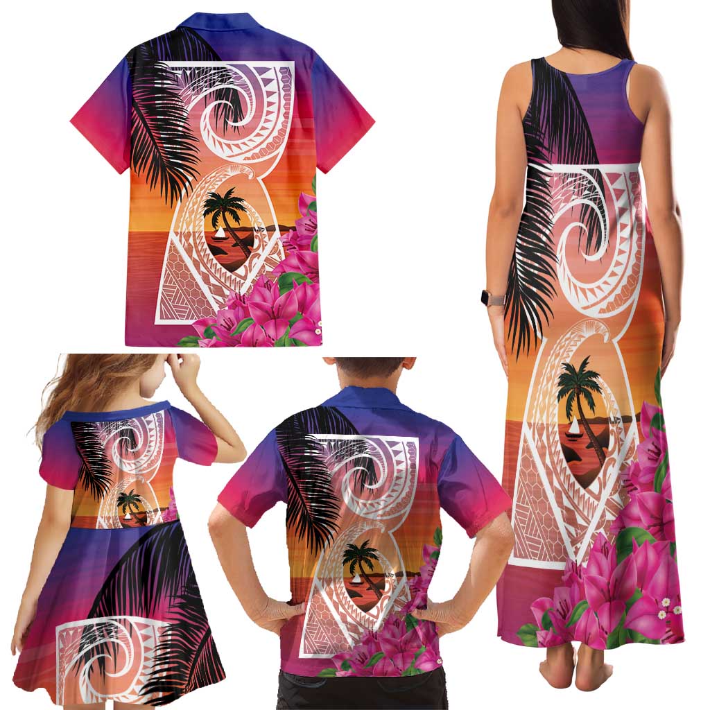 Guam Chamorro Family Matching Tank Maxi Dress and Hawaiian Shirt Artsy Latte Stone LT7 - Polynesian Pride