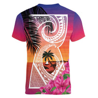 Guam Chamorro Women V-Neck T-Shirt Artsy Latte Stone LT7 - Polynesian Pride
