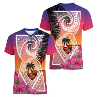 Guam Chamorro Women V-Neck T-Shirt Artsy Latte Stone LT7 - Polynesian Pride