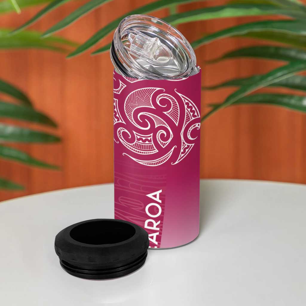 Personalised New Zealand Rugby 4 in 1 Can Cooler Tumbler Aotearoa Champions - Pink Version LT7 - Polynesian Pride