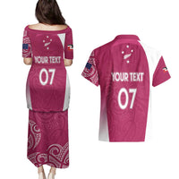 Personalised New Zealand Rugby Couples Matching Puletasi and Hawaiian Shirt Aotearoa Champions - Pink Version LT7 - Polynesian Pride