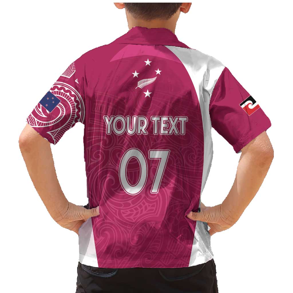 Personalised New Zealand Rugby Family Matching Mermaid Dress and Hawaiian Shirt Aotearoa Champions - Pink Version LT7 - Polynesian Pride