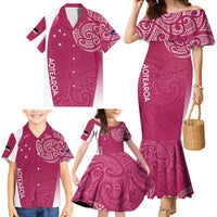 Personalised New Zealand Rugby Family Matching Mermaid Dress and Hawaiian Shirt Aotearoa Champions - Pink Version LT7 - Polynesian Pride