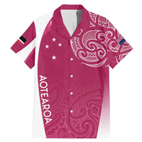 Personalised New Zealand Rugby Family Matching Mermaid Dress and Hawaiian Shirt Aotearoa Champions - Pink Version LT7 Dad's Shirt - Short Sleeve Pink - Polynesian Pride