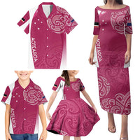 Personalised New Zealand Rugby Family Matching Puletasi and Hawaiian Shirt Aotearoa Champions - Pink Version LT7 - Polynesian Pride