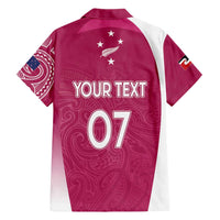 Personalised New Zealand Rugby Family Matching Short Sleeve Bodycon Dress and Hawaiian Shirt Aotearoa Champions - Pink Version LT7 - Polynesian Pride