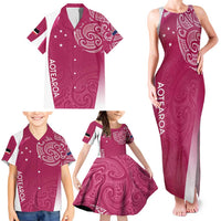Personalised New Zealand Rugby Family Matching Tank Maxi Dress and Hawaiian Shirt Aotearoa Champions - Pink Version LT7 - Polynesian Pride