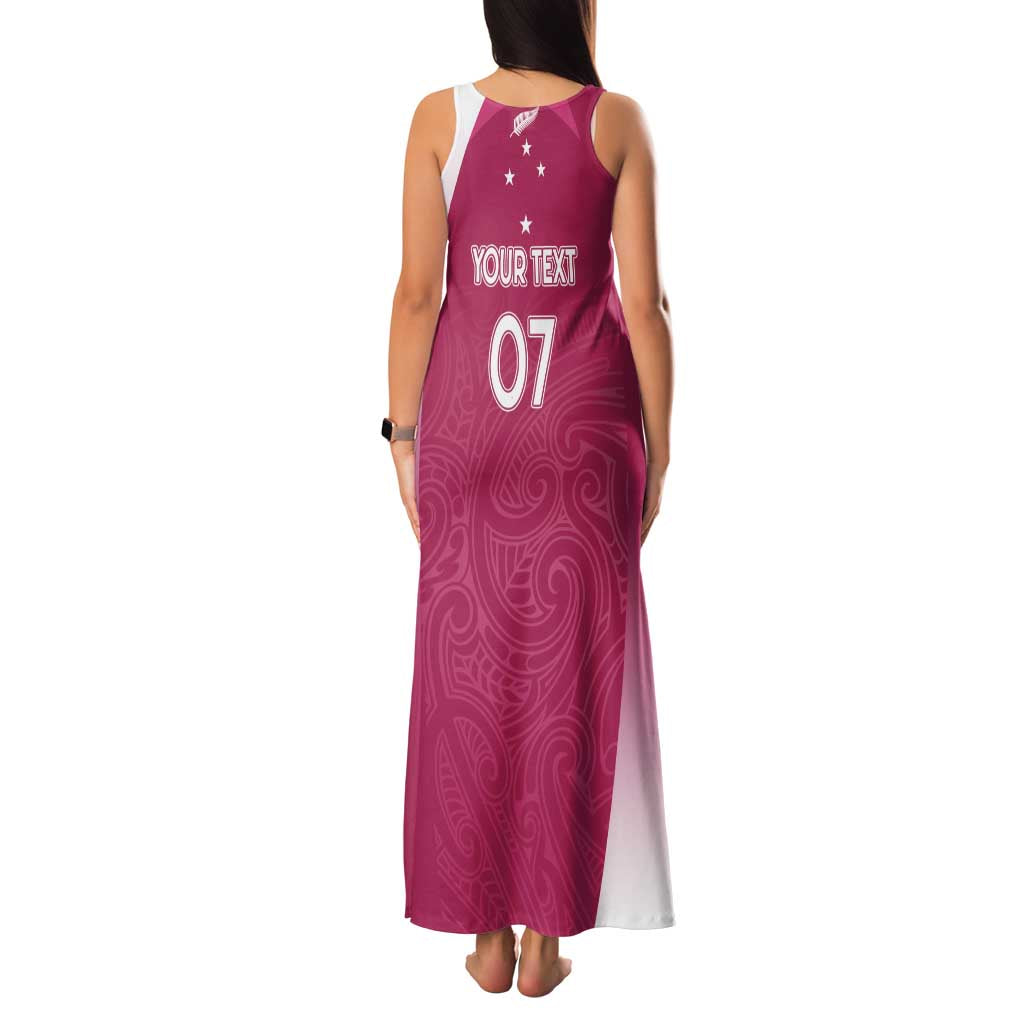 Personalised New Zealand Rugby Family Matching Tank Maxi Dress and Hawaiian Shirt Aotearoa Champions - Pink Version LT7 - Polynesian Pride