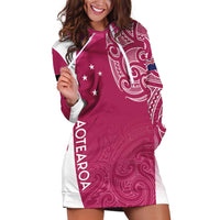 Personalised New Zealand Rugby Hoodie Dress Aotearoa Champions - Pink Version LT7 Pink - Polynesian Pride