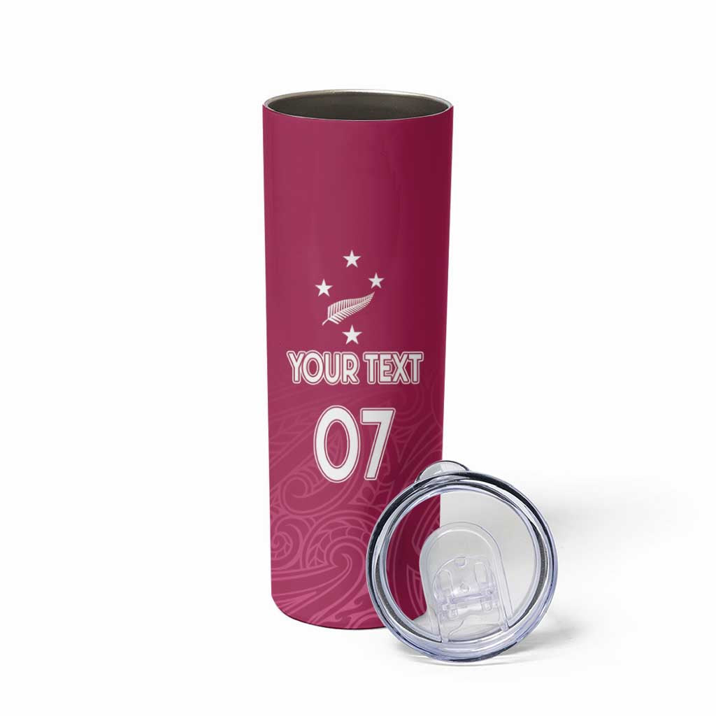 Personalised New Zealand Rugby Skinny Tumbler Aotearoa Champions - Pink Version LT7 - Polynesian Pride