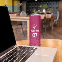 Personalised New Zealand Rugby Skinny Tumbler Aotearoa Champions - Pink Version LT7 - Polynesian Pride