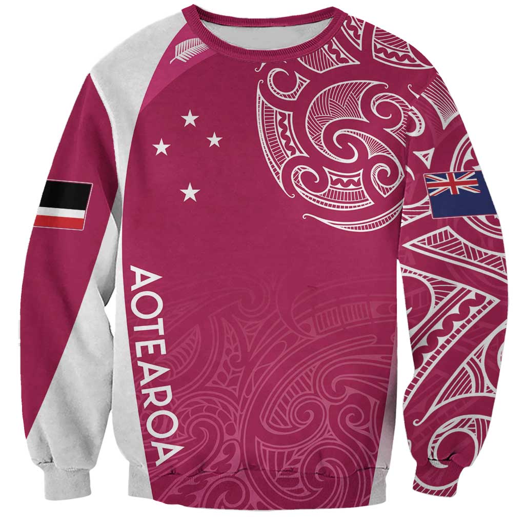 Personalised New Zealand Rugby Sweatshirt Aotearoa Champions - Pink Version LT7 Unisex Pink - Polynesian Pride