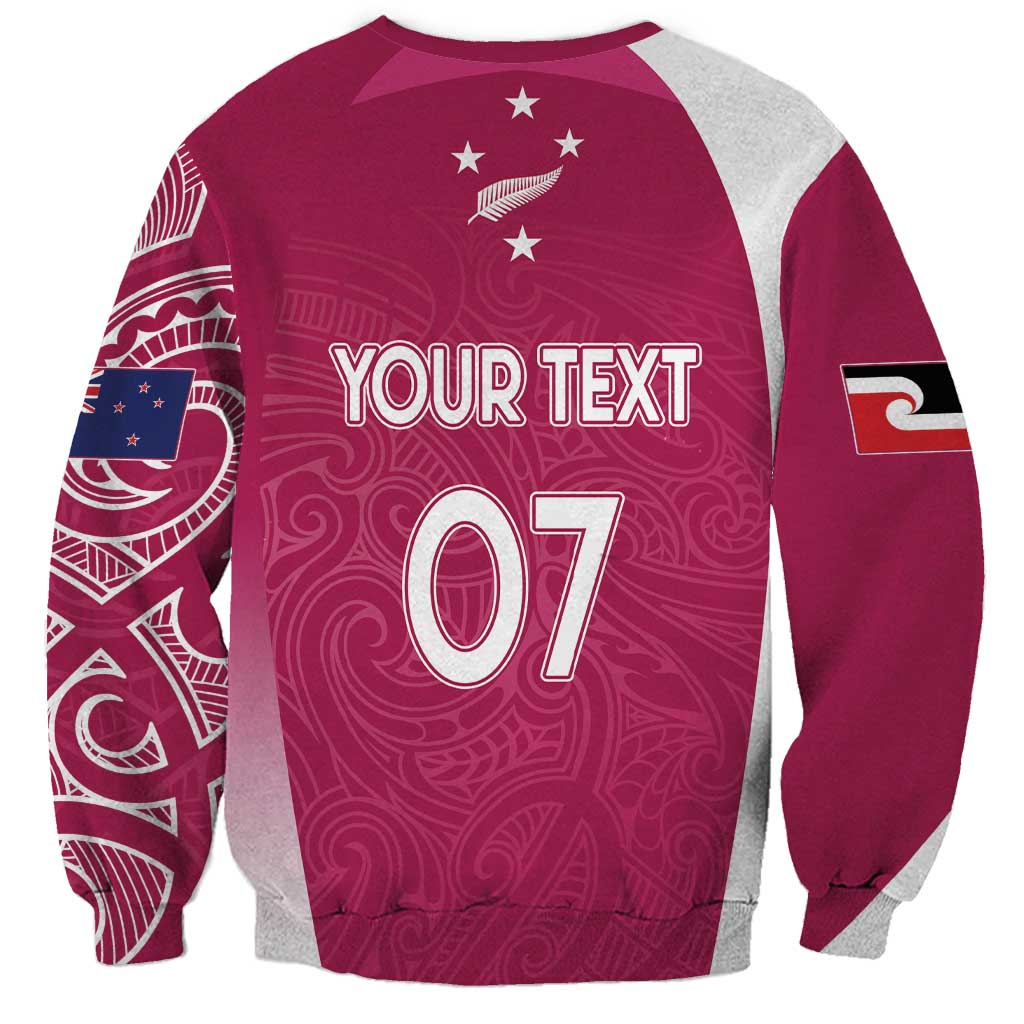 Personalised New Zealand Rugby Sweatshirt Aotearoa Champions - Pink Version LT7 - Polynesian Pride