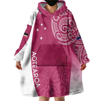 Personalised New Zealand Rugby Wearable Blanket Hoodie Aotearoa Champions - Pink Version LT7 - Polynesian Pride