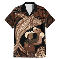 Father's Day Polynesian Pattern Family Matching Mermaid Dress and Hawaiian Shirt Tropical Humpback Whale LT7 Dad's Shirt - Short Sleeve Brown - Polynesian Pride