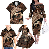 Father's Day Polynesian Pattern Family Matching Off The Shoulder Long Sleeve Dress and Hawaiian Shirt Tropical Humpback Whale LT7 - Polynesian Pride