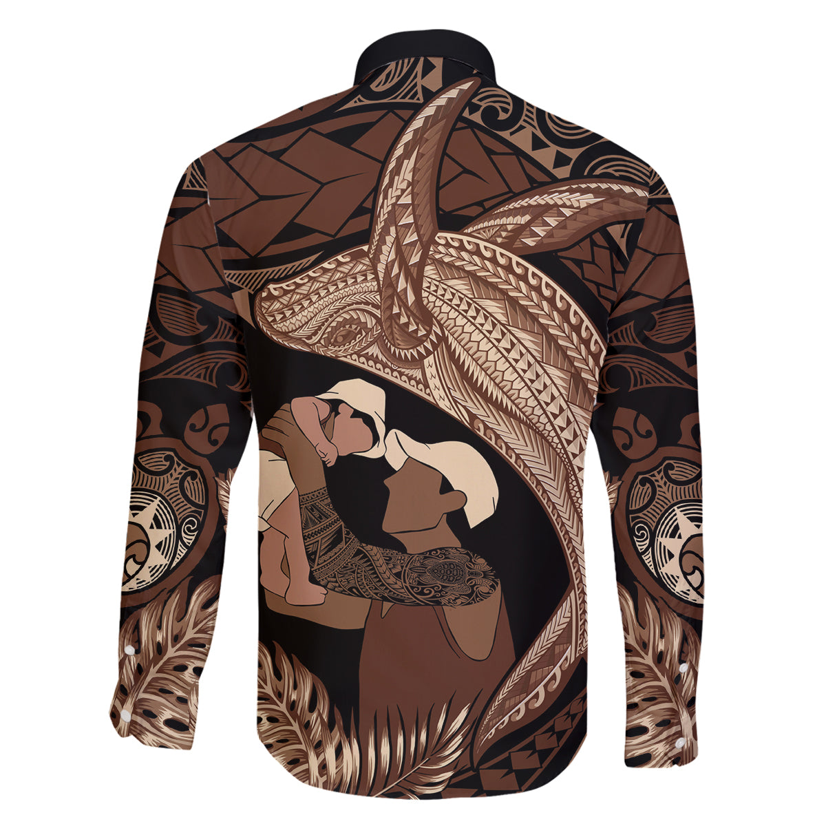 Father's Day Polynesian Pattern Family Matching Off The Shoulder Long Sleeve Dress and Hawaiian Shirt Tropical Humpback Whale LT7 - Polynesian Pride