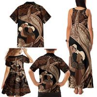 Father's Day Polynesian Pattern Family Matching Tank Maxi Dress and Hawaiian Shirt Tropical Humpback Whale LT7 - Polynesian Pride