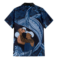 Father's Day Polynesian Pattern Family Matching Mermaid Dress and Hawaiian Shirt Tropical Humpback Whale - Navy LT7 - Polynesian Pride