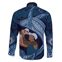 Father's Day Polynesian Pattern Family Matching Mermaid Dress and Hawaiian Shirt Tropical Humpback Whale - Navy LT7 - Polynesian Pride