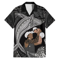 Father's Day Polynesian Pattern Family Matching Mermaid Dress and Hawaiian Shirt Tropical Humpback Whale - Black LT7 Dad's Shirt - Short Sleeve Black - Polynesian Pride