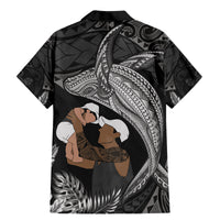 Father's Day Polynesian Pattern Family Matching Mermaid Dress and Hawaiian Shirt Tropical Humpback Whale - Black LT7 - Polynesian Pride