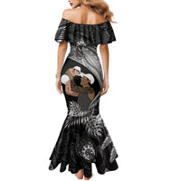 Father's Day Polynesian Pattern Family Matching Mermaid Dress and Hawaiian Shirt Tropical Humpback Whale - Black LT7 - Polynesian Pride