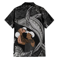 Father's Day Polynesian Pattern Family Matching Summer Maxi Dress and Hawaiian Shirt Tropical Humpback Whale - Black LT7 - Polynesian Pride