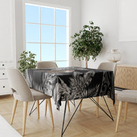 Father's Day Polynesian Pattern Tablecloth Tropical Humpback Whale - Black