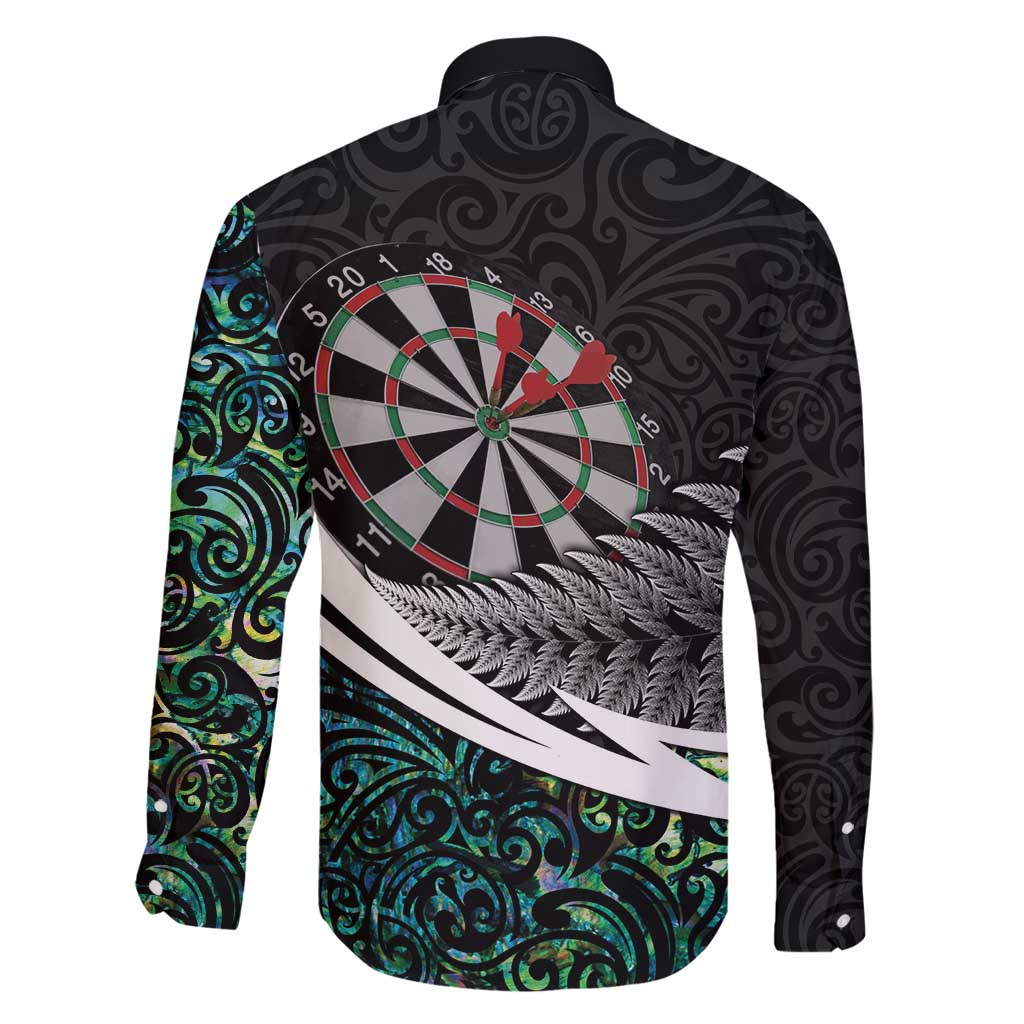 Personalized NZ Darts Family Matching Long Sleeve Bodycon Dress and Hawaiian Shirt Paua Shell Maori Koru Whakairo LT7 - Polynesian Pride