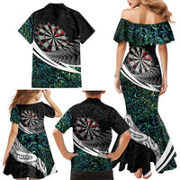 Personalized NZ Darts Family Matching Mermaid Dress and Hawaiian Shirt Paua Shell Maori Koru Whakairo LT7 - Polynesian Pride