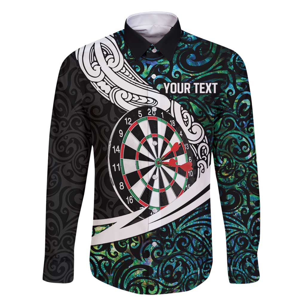 Personalized NZ Darts Family Matching Mermaid Dress and Hawaiian Shirt Paua Shell Maori Koru Whakairo LT7 Dad's Shirt - Long Sleeve Colorful - Polynesian Pride