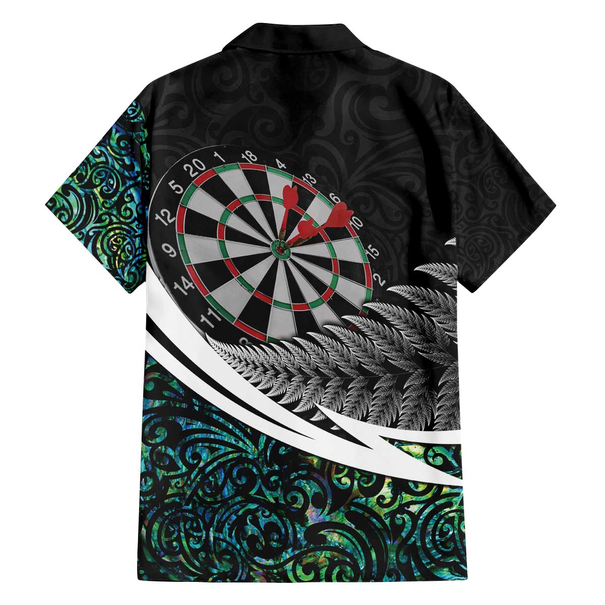Personalized NZ Darts Family Matching Off The Shoulder Long Sleeve Dress and Hawaiian Shirt Paua Shell Maori Koru Whakairo LT7 - Polynesian Pride