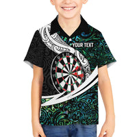 Personalized NZ Darts Family Matching Off Shoulder Maxi Dress and Hawaiian Shirt Paua Shell Maori Koru Whakairo LT7 Son's Shirt Colorful - Polynesian Pride
