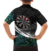 Personalized NZ Darts Family Matching Off Shoulder Short Dress and Hawaiian Shirt Paua Shell Maori Koru Whakairo LT7 - Polynesian Pride
