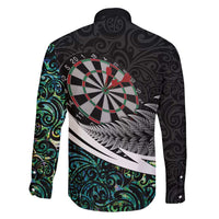 Personalized NZ Darts Family Matching Off Shoulder Short Dress and Hawaiian Shirt Paua Shell Maori Koru Whakairo LT7 - Polynesian Pride