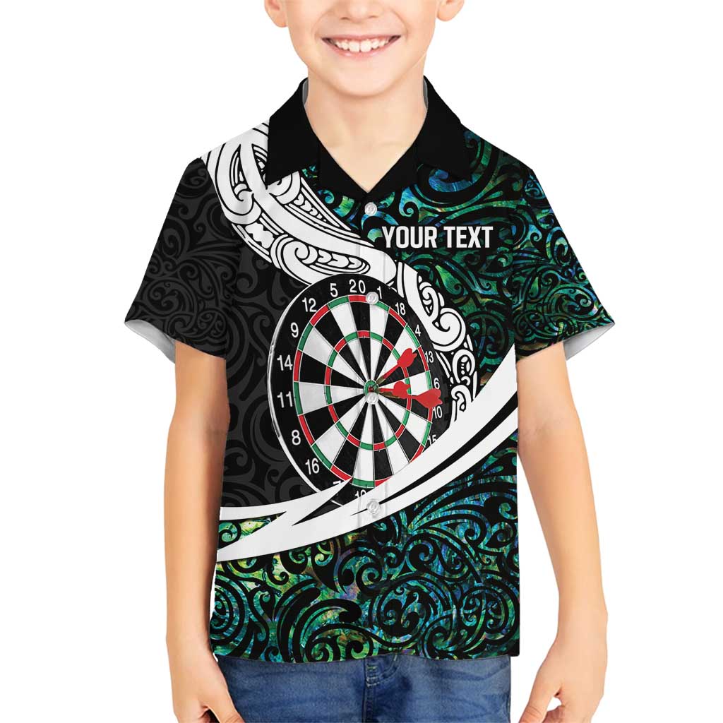 Personalized NZ Darts Family Matching Tank Maxi Dress and Hawaiian Shirt Paua Shell Maori Koru Whakairo LT7 Son's Shirt Colorful - Polynesian Pride