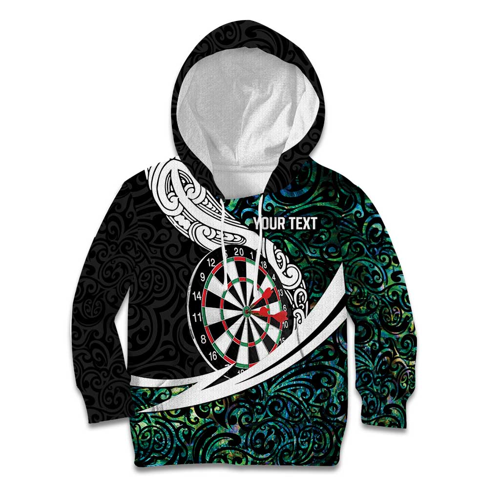 Personalized NZ Darts Kid Hoodie Paua Shell Maori Koru Whakairo LT7 Hoodie Colorful - Polynesian Pride