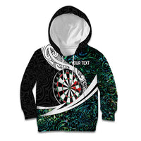 Personalized NZ Darts Kid Hoodie Paua Shell Maori Koru Whakairo LT7 Hoodie Colorful - Polynesian Pride