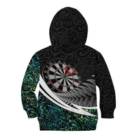 Personalized NZ Darts Kid Hoodie Paua Shell Maori Koru Whakairo LT7 - Polynesian Pride