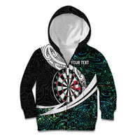 Personalized NZ Darts Kid Hoodie Paua Shell Maori Koru Whakairo LT7 Zip Hoodie Colorful - Polynesian Pride