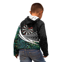 Personalized NZ Darts Kid Hoodie Paua Shell Maori Koru Whakairo LT7 - Polynesian Pride